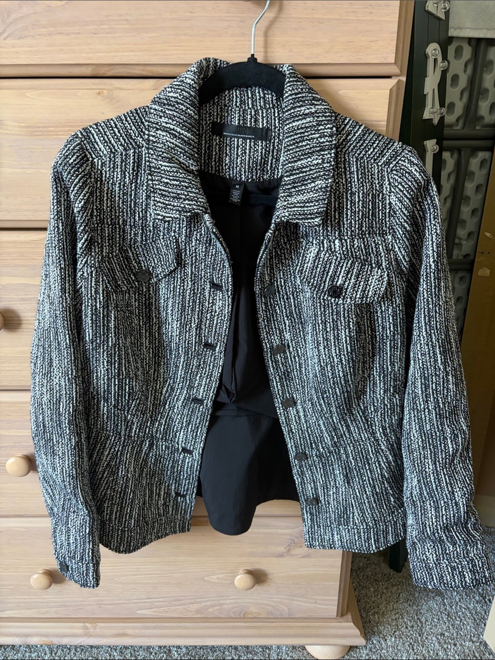 White House Black Market Black & White Textured Jacket